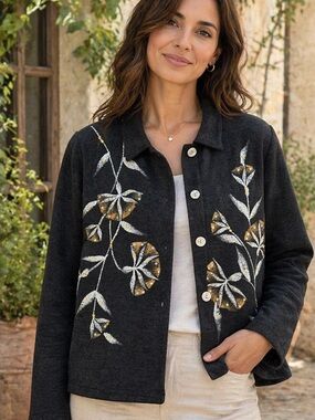 Variations Dark Charcoal Button-Up Jacket